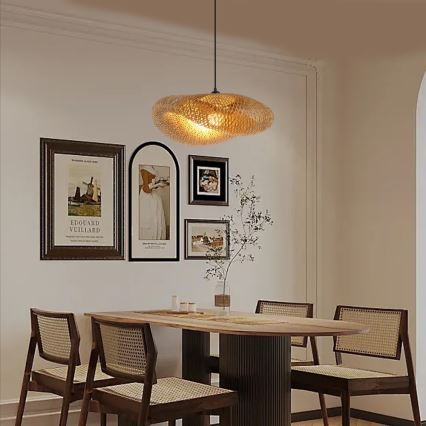 Lestenec na vrvici HILO 1xE27/40W/230V pr. 60 cm bambus