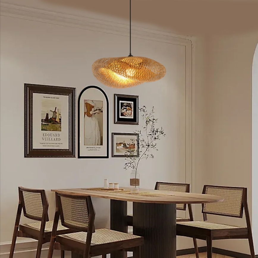 Lestenec na vrvici HILO 1xE27/40W/230V pr. 60 cm bambus