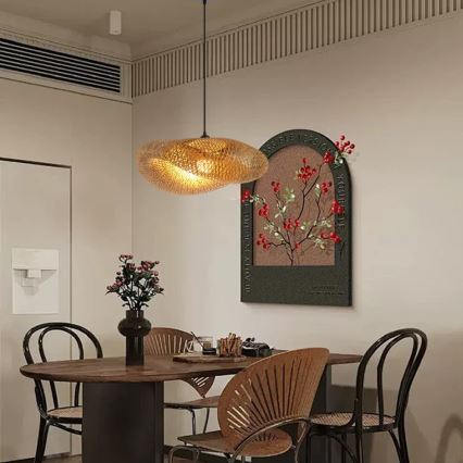 Lestenec na vrvici HILO 1xE27/40W/230V pr. 60 cm bambus
