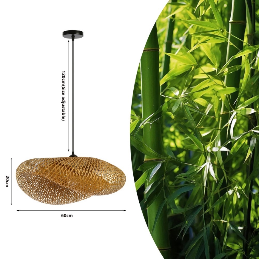 Lestenec na vrvici HILO 1xE27/40W/230V pr. 60 cm bambus