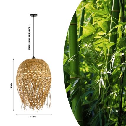 Lestenec na vrvici HILO 1xE27/40W/230V pr. 45 cm bambus