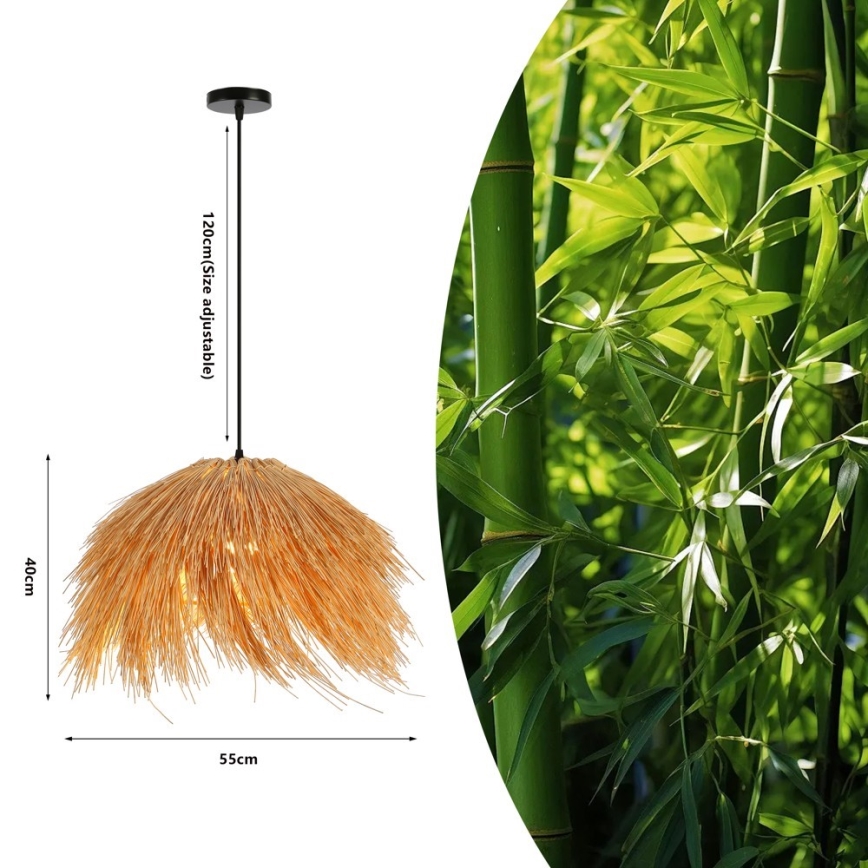 Lestenec na vrvici NATURALEZA 1xE27/40W/230V pr. 55 cm ratan