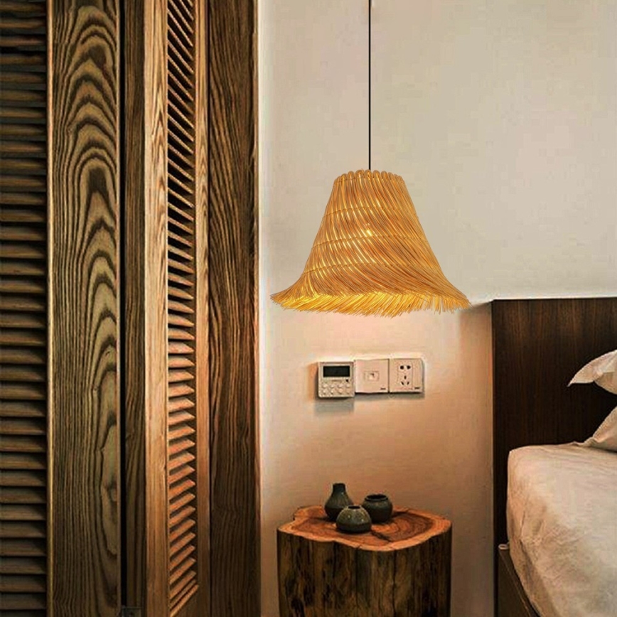 Lestenec na vrvici NATURALEZA 1xE27/40W/230V pr. 45 cm ratan