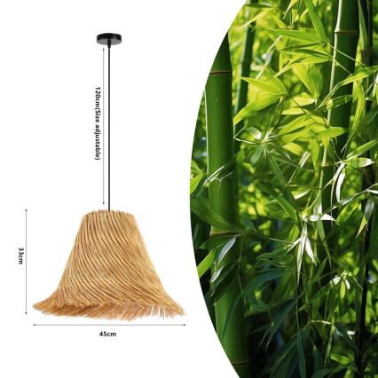 Lestenec na vrvici NATURALEZA 1xE27/40W/230V pr. 45 cm ratan