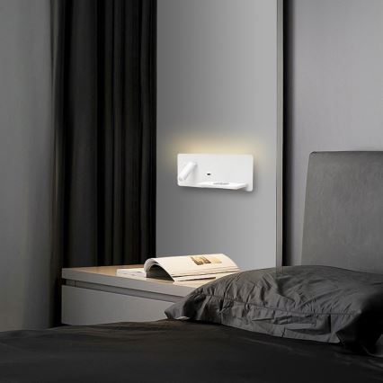 Immax 08285L - LED Stenski reflektor s polico, USB priključkom in brezžičnim polnjenjem Be PREPARE LED/3W/230V + LED/3W bel