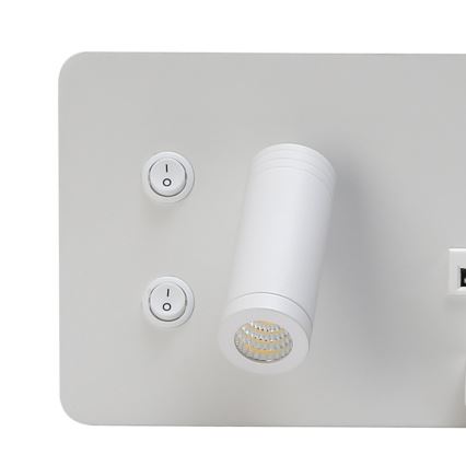 Immax 08285L - LED Stenski reflektor s polico, USB priključkom in brezžičnim polnjenjem Be PREPARE LED/3W/230V + LED/3W bel