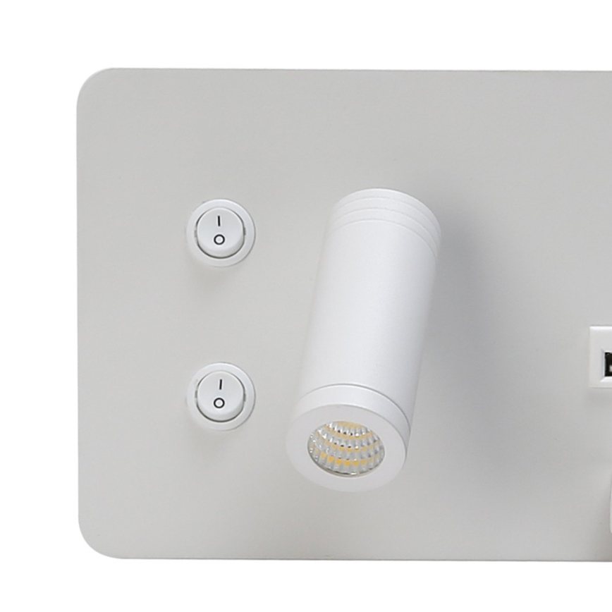 Immax 08285L - LED Stenski reflektor s polico, USB priključkom in brezžičnim polnjenjem Be PREPARE LED/3W/230V + LED/3W bel