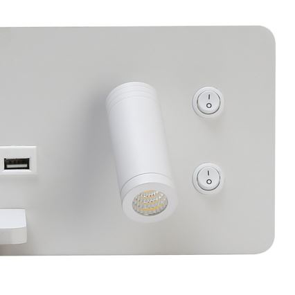 Immax 08286L - LED Stenski reflektor s polico, USB priključkom in brezžičnim polnjenjem Be PREPARE LED/3W/230V + LED/3W bel