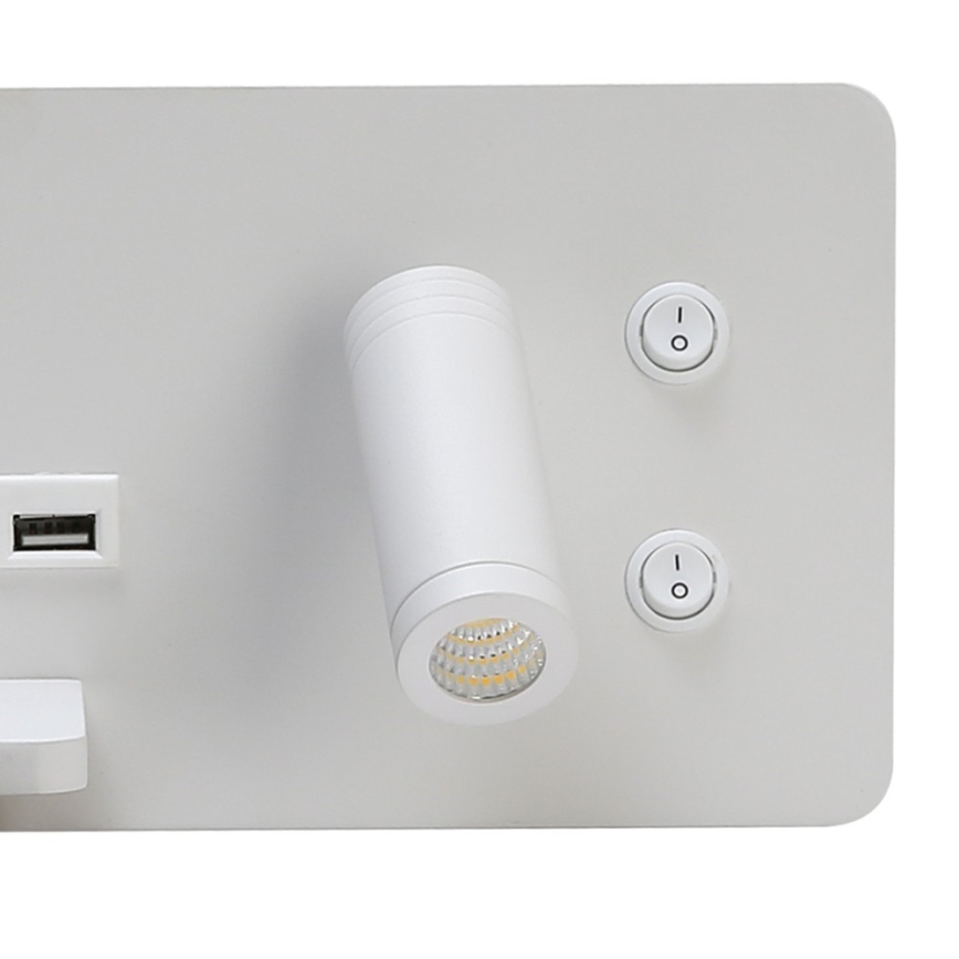 Immax 08286L - LED Stenski reflektor s polico, USB priključkom in brezžičnim polnjenjem Be PREPARE LED/3W/230V + LED/3W bel