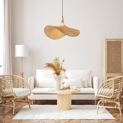 Immax 08290L - Lestenec na vrvici SOMBRERO 1xE27/40W/230V pr. 80 cm ratan