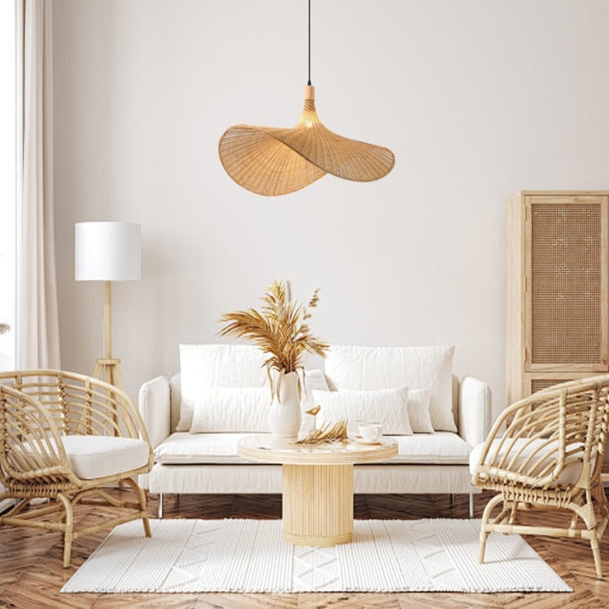 Immax 08290L - Lestenec na vrvici SOMBRERO 1xE27/40W/230V pr. 80 cm ratan