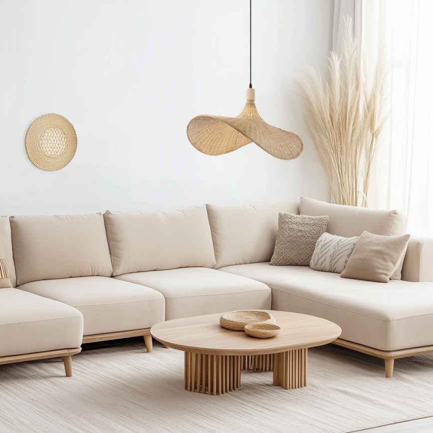 Immax 08290L - Lestenec na vrvici SOMBRERO 1xE27/40W/230V pr. 80 cm ratan