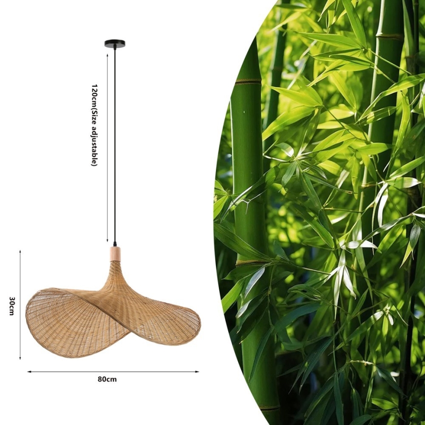 Immax 08290L - Lestenec na vrvici SOMBRERO 1xE27/40W/230V pr. 80 cm ratan
