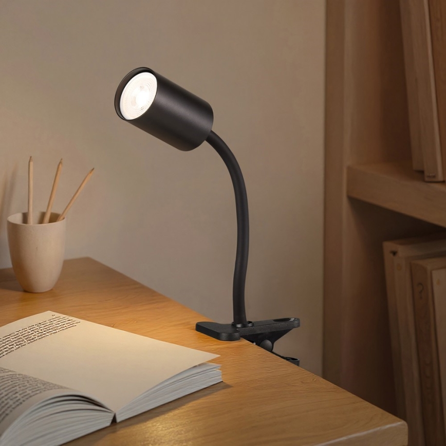 Fleksibilna svetilka s sponko PUNTO 1xGU10/9W/230V črna