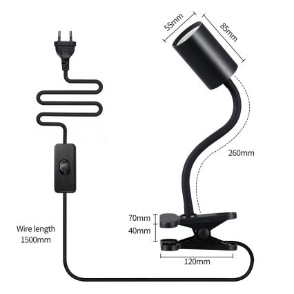 Fleksibilna svetilka s sponko PUNTO 1xGU10/9W/230V črna