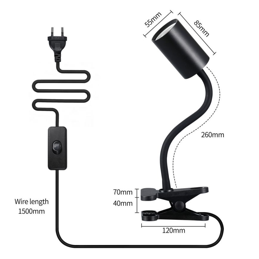 Fleksibilna svetilka s sponko PUNTO 1xGU10/9W/230V črna