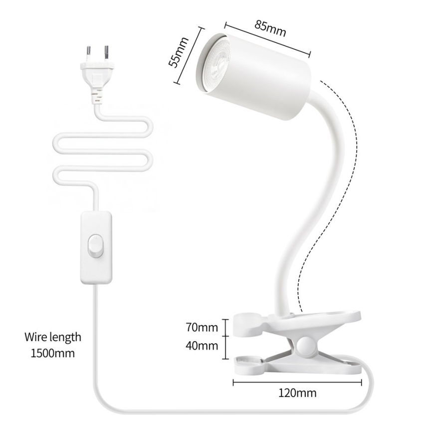 Fleksibilna svetilka s sponko PUNTO 1xGU10/9W/230V bela
