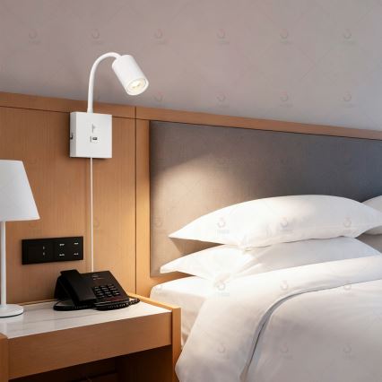 Stenska svetilka z USB PUNTO 1xGU10/9W/230V bela