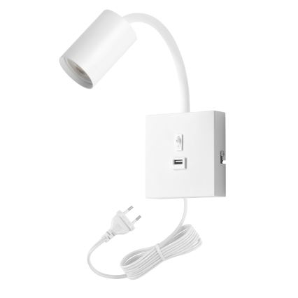 Stenska svetilka z USB PUNTO 1xGU10/9W/230V bela