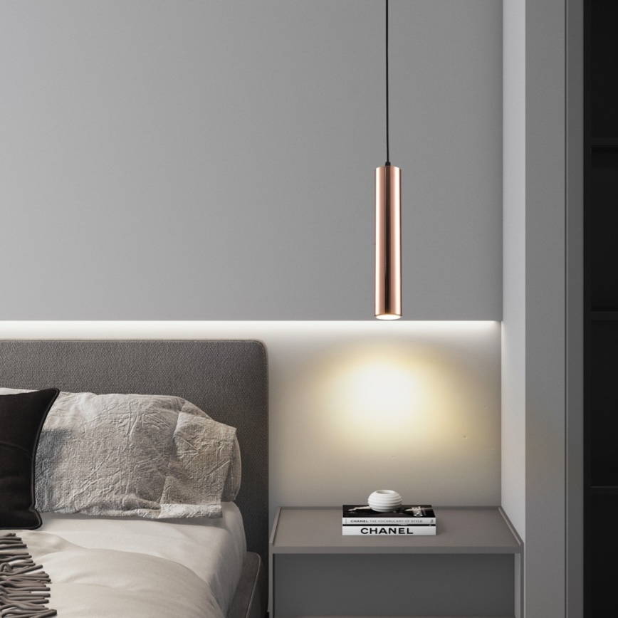 Lestenec na kablu PUNTO 1xGU10/9W/230V v barvi rožnatega zlata