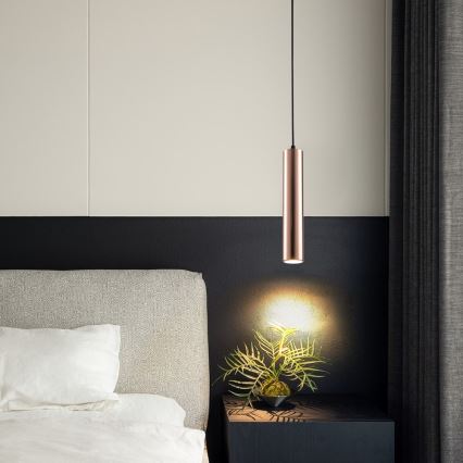 Lestenec na kablu PUNTO 1xGU10/9W/230V v barvi rožnatega zlata