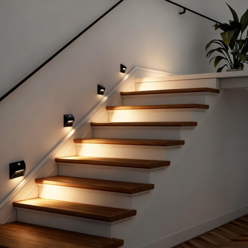Immax 08307L - LED polnilna stopniščna svetilka s senzorjem STEP LIGHT LED/0,3W/3,7V 2200 mAh IP53 črna