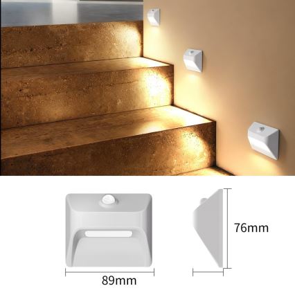 Immax 08308L - LED polnilno stopniščno svetilo s senzorjem STEP LIGHT LED/0,3W/3,7V 2200 mAh IP53 belo