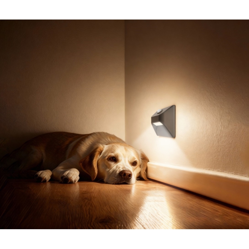 Immax 08309L - Polnilna LED svetilka za stopnice s senzorjem STEP LIGHT LED/0,3W/3,7V 2200 mAh IP53 siva