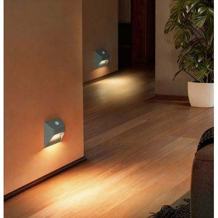 Immax 08309L - Polnilna LED svetilka za stopnice s senzorjem STEP LIGHT LED/0,3W/3,7V 2200 mAh IP53 siva