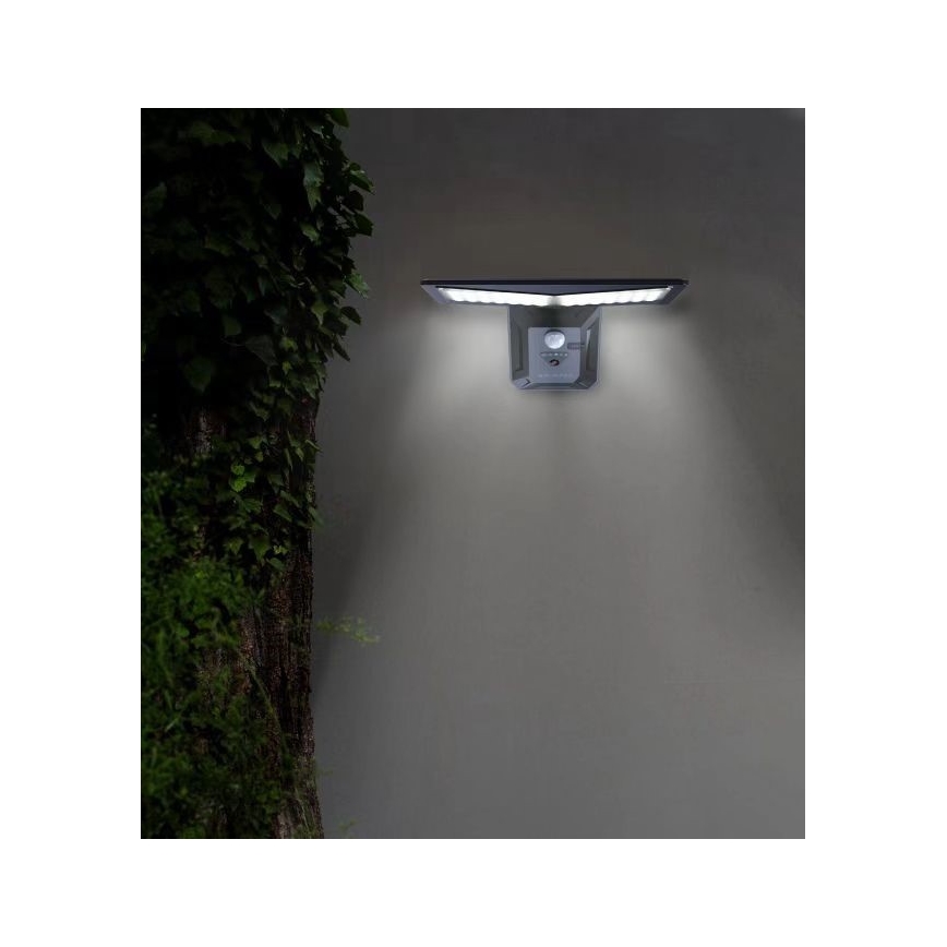 LED Solarna stenska svetilka s senzorjem LED/2,6W/5,5V IP65 črna