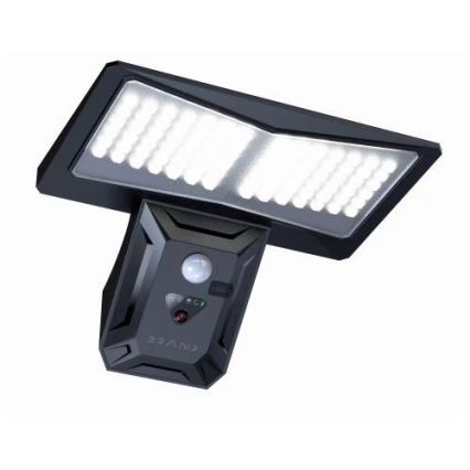 LED Solarna stenska svetilka s senzorjem LED/2,6W/5,5V IP65 črna