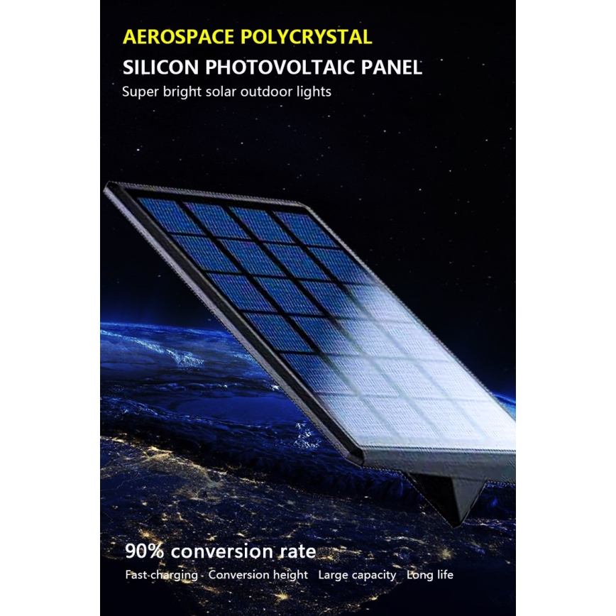 LED Solarna stenska svetilka s senzorjem LED/2,6W/5,5V IP65 črna