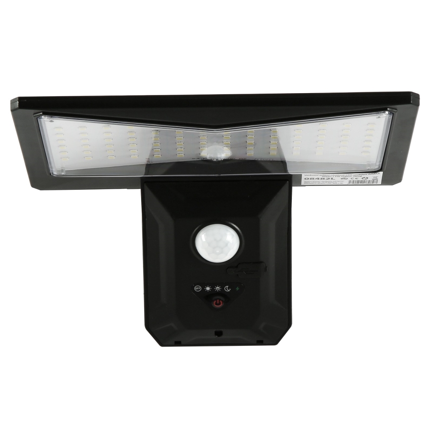 LED Solarna stenska svetilka s senzorjem LED/2,6W/5,5V IP65 črna