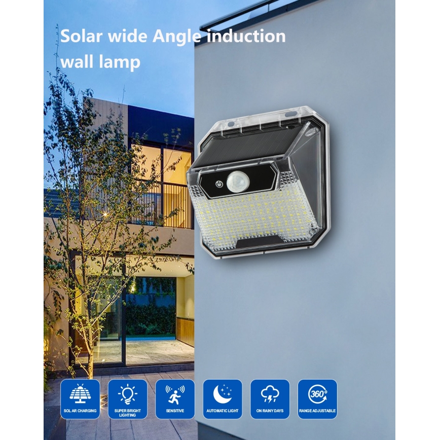 LED Solarna stenska svetilka s senzorjem LED/3W/5,5V IP65
