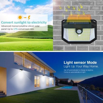 LED Solarna stenska svetilka s senzorjem LED/4W/5,5V IP65