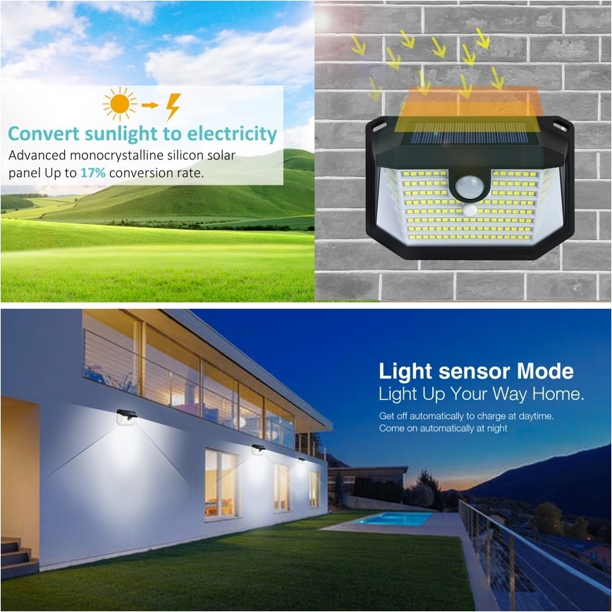 LED Solarna stenska svetilka s senzorjem LED/4W/5,5V IP65