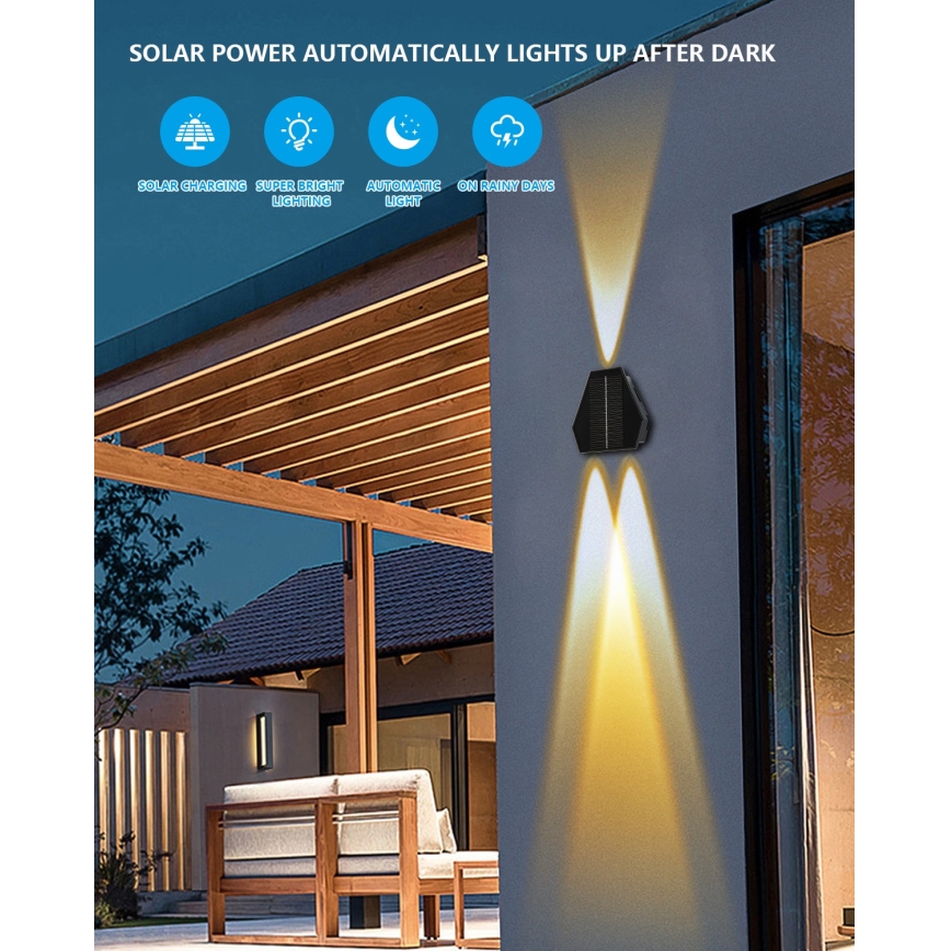 LED Solarna stenska svetilka s senzorjem LED/2W/5V IP54 1300 mAh