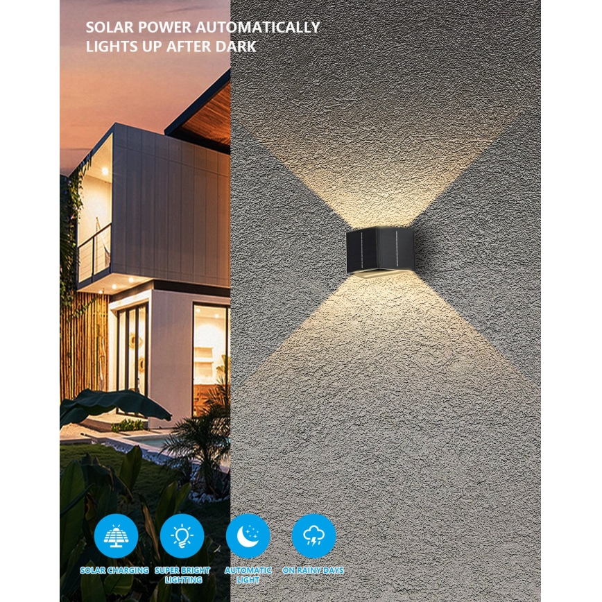 LED Solarna stenska svetilka s senzorjem LED/2W/5V IP54