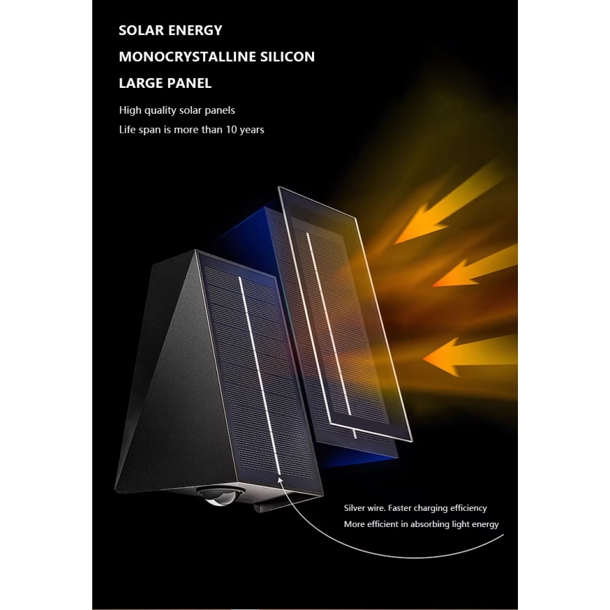 LED Solarna stenska svetilka s senzorjem LED/2W/5V IP54