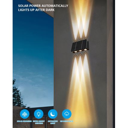 LED Solarna stenska svetilka s senzorjem LED/2W/5V IP54 1300 mAh