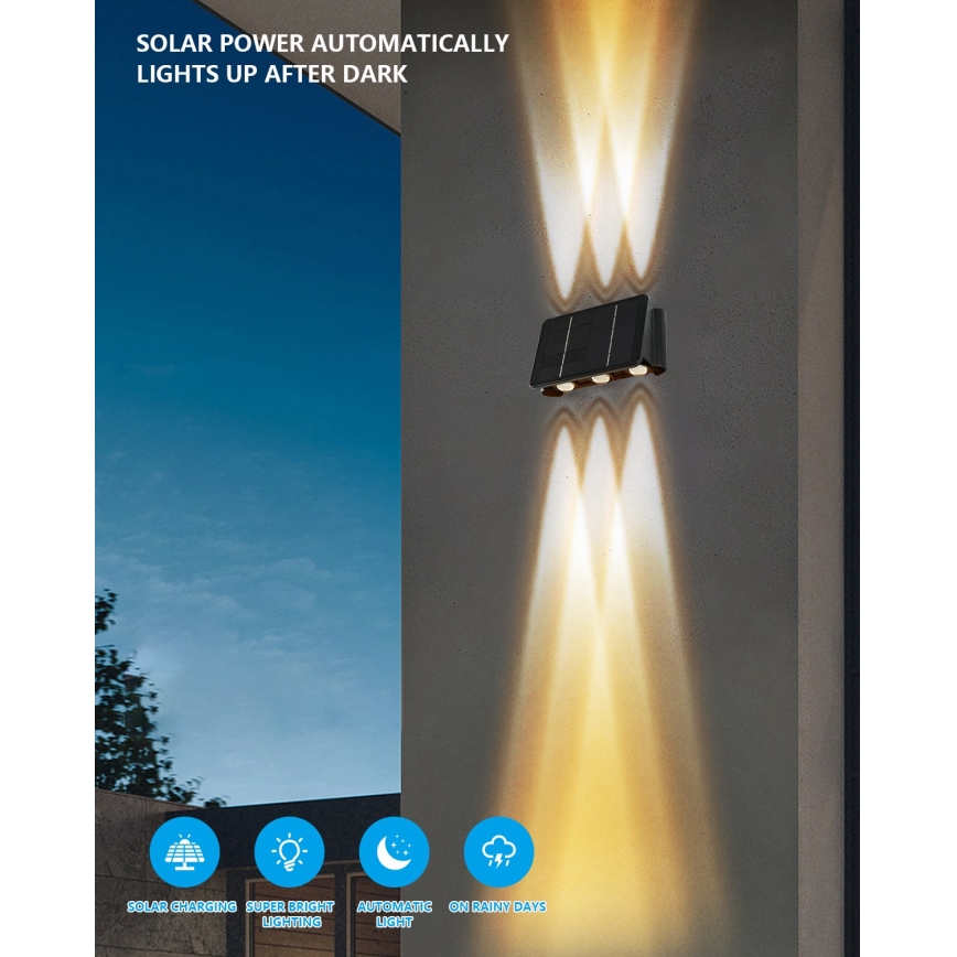 LED Solarna stenska svetilka s senzorjem LED/2W/5V IP54 1300 mAh