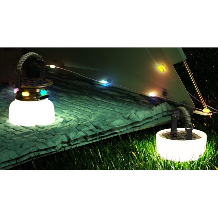 LED RGB Prenosni solarna polnilna svetilka z LED veriga LED/10W/5V 3600 mAh IP65 3600 mAh