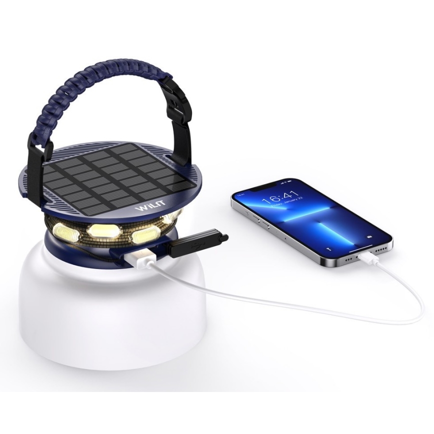 LED RGB Prenosni solarna polnilna svetilka z LED veriga LED/10W/5V 3600 mAh IP65 3600 mAh