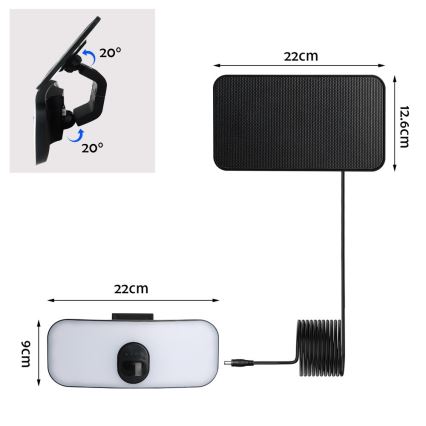 LED Solarna stenska svetilka s senzorjem LED/13W/3,7V 4000K IP65 400 mAh