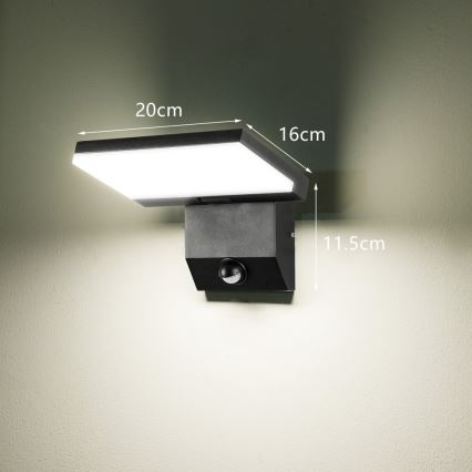 LED zunanja stenska svetilka s senzorjem MODERN LED/18W/230V IP65