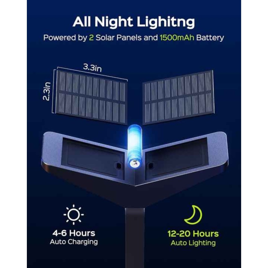 LED sončna svetilka s senzorjem SUN BUTTERFLY LED/1,5W/3,7V 3000/6000K IP65 1500 mAh