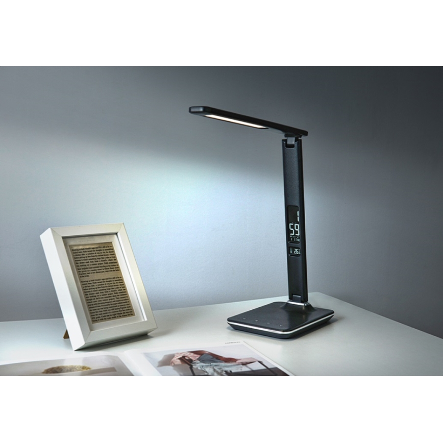 LED Zatemnitvena namizna svetilka z zaslonom LED/9W/230V/12V črna