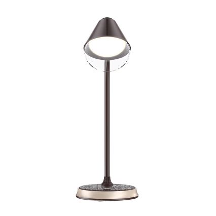 LED Zatemnitvena namizna svetilka z brezžičnim polnjenjem FINCH LED/9W/12/230V rjava/zlata