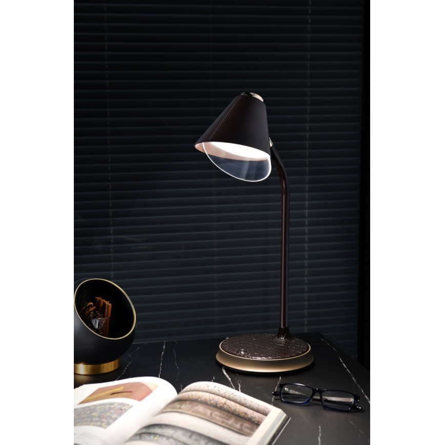 LED Zatemnitvena namizna svetilka z brezžičnim polnjenjem FINCH LED/9W/12/230V siva/sijajni krom