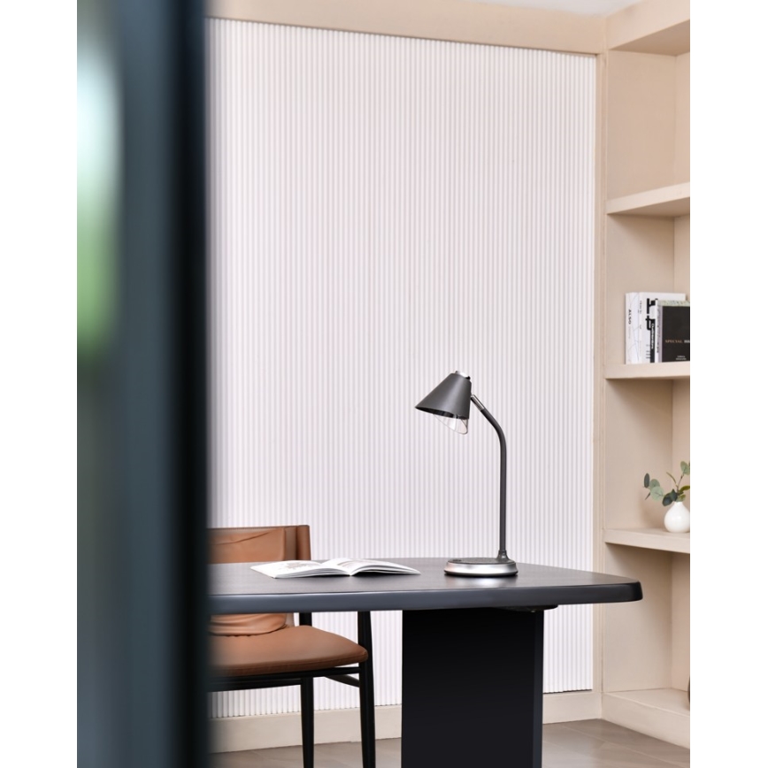 LED Zatemnitvena namizna svetilka z brezžičnim polnjenjem FINCH LED/9W/12/230V siva/sijajni krom